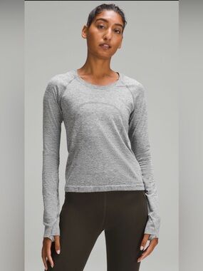 Lululemon long sleeve swiftly hip length shirt tee top slate white grey 8
